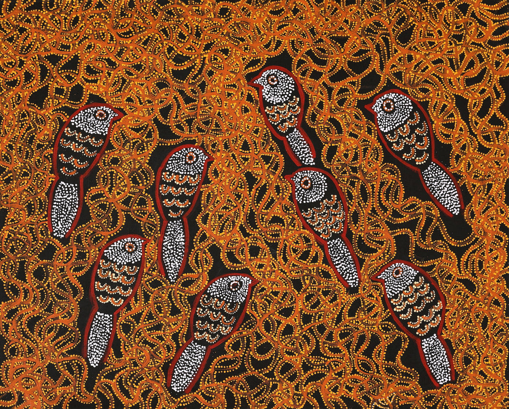 Aboriginal Artwork by Geraldine Napangardi Granites, Ngalyipi Jukurrpa (Snake Vine Dreaming) - Purturlu, 76x61cm