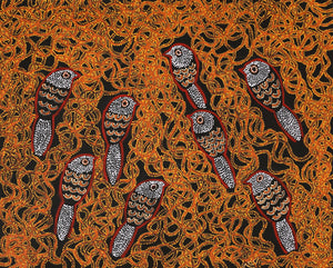 Aboriginal Artwork by Geraldine Napangardi Granites, Ngalyipi Jukurrpa (Snake Vine Dreaming) - Purturlu, 76x61cm - ART ARK®