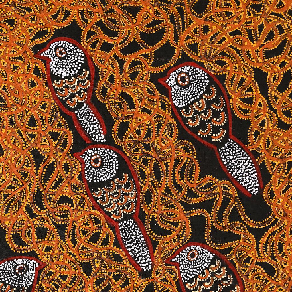 Aboriginal Artwork by Geraldine Napangardi Granites, Ngalyipi Jukurrpa (Snake Vine Dreaming) - Purturlu, 76x61cm