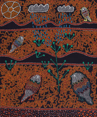 Aboriginal Artwork by Geraldine Napangardi Granites, Ngalyipi Jukurrpa (Snake Vine Dreaming) - Purturlu, 91x76cm
