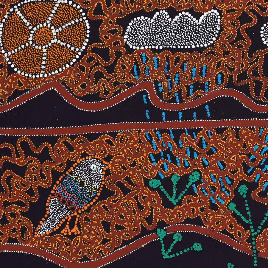 Aboriginal Artwork by Geraldine Napangardi Granites, Ngalyipi Jukurrpa (Snake Vine Dreaming) - Purturlu, 91x76cm