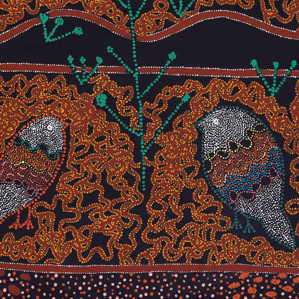 Aboriginal Artwork by Geraldine Napangardi Granites, Ngalyipi Jukurrpa (Snake Vine Dreaming) - Purturlu, 91x76cm