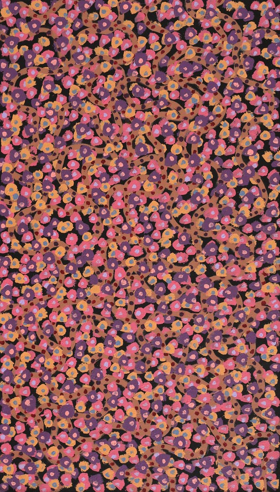 Aboriginal Artwork by Geraldine Napangardi Granites, Ngalyipi Jukurrpa (Snake Vine Dreaming) - Yanjirlpiri, 107x61cm