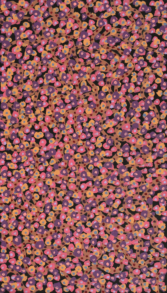 Aboriginal Artwork by Geraldine Napangardi Granites, Ngalyipi Jukurrpa (Snake Vine Dreaming) - Yanjirlpiri, 107x61cm