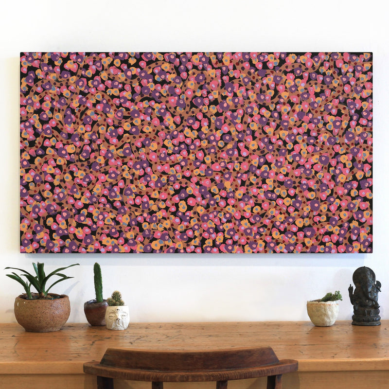 Aboriginal Artwork by Geraldine Napangardi Granites, Ngalyipi Jukurrpa (Snake Vine Dreaming) - Yanjirlpiri, 107x61cm