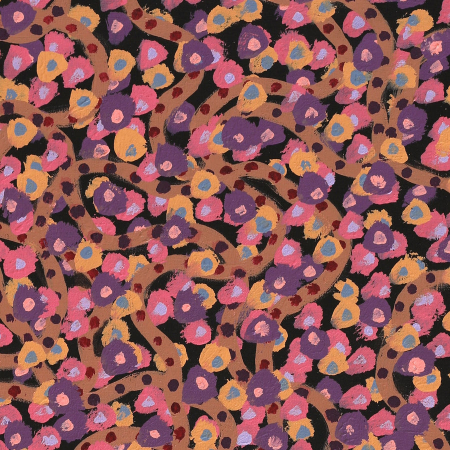 Aboriginal Artwork by Geraldine Napangardi Granites, Ngalyipi Jukurrpa (Snake Vine Dreaming) - Yanjirlpiri, 107x61cm