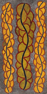 Aboriginal Artwork by Geraldine Napurrurla Langdon, Ngurlu Jukurrpa (Native Seed Dreaming), 122x61cm