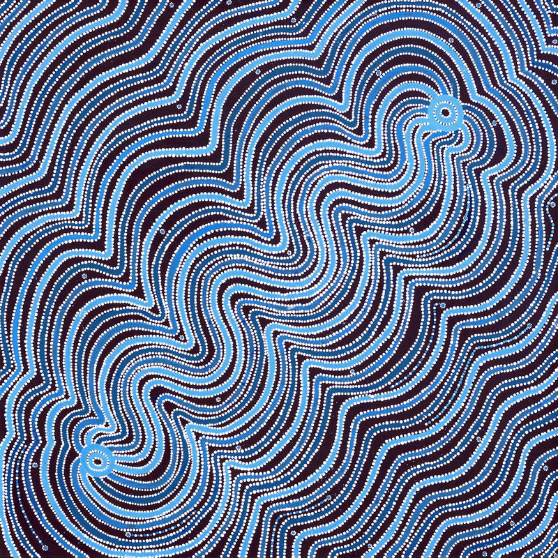 Aboriginal Artwork by Glenda Napanangka Martin, Ngapa Jukurrpa (Water Dreaming) - Puyurru, 107x107cm