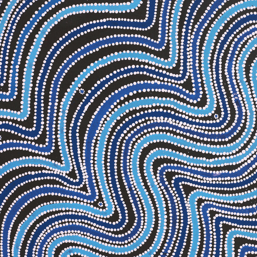 Aboriginal Artwork by Glenda Napanangka Martin, Ngapa Jukurrpa (Water Dreaming) - Puyurru, 107x107cm