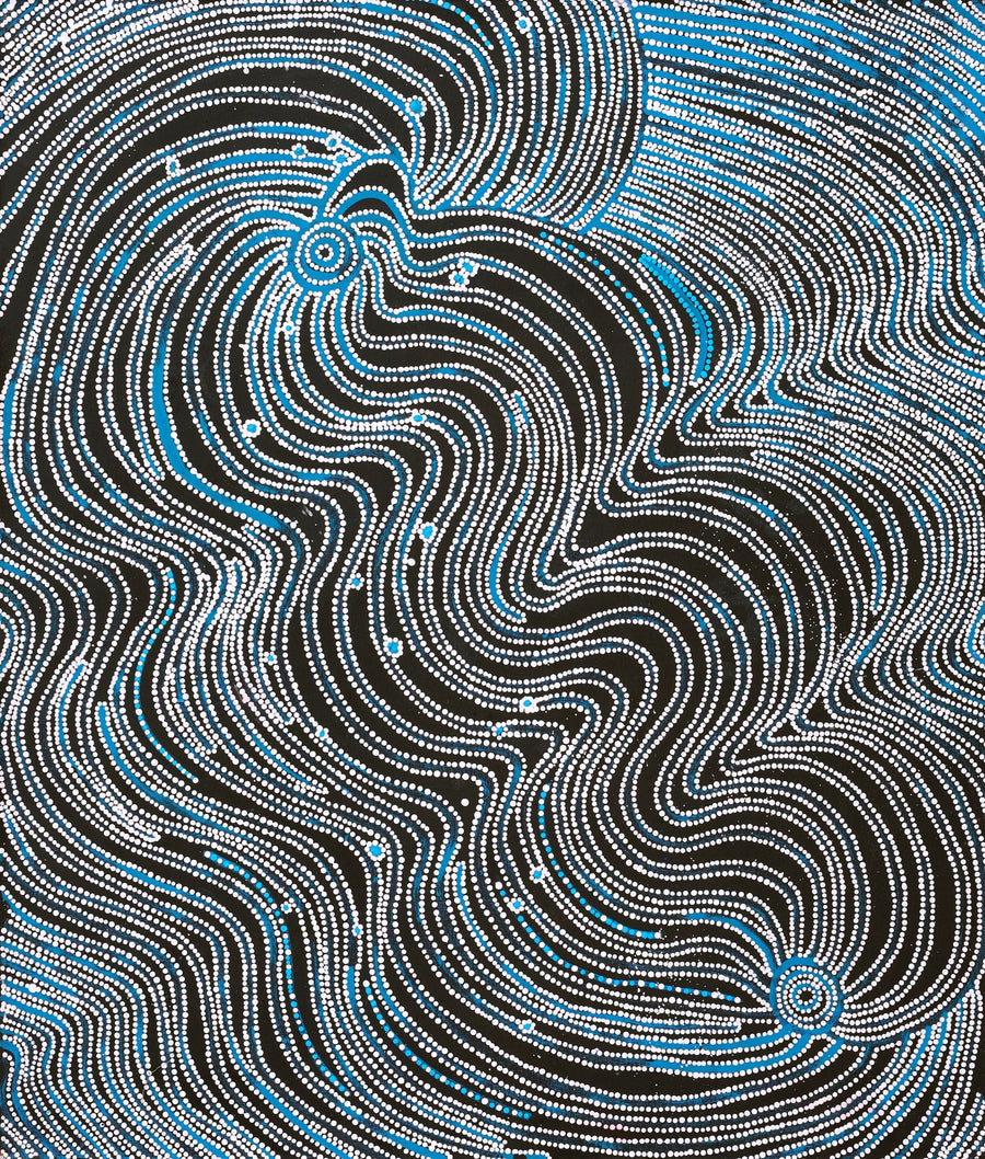 Aboriginal Artwork by Glenda Napanangka Martin, Ngapa Jukurrpa (Water Dreaming) - Puyurru, 107x91cm