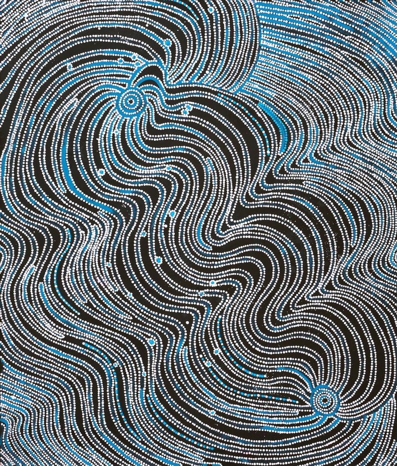 Aboriginal Artwork by Glenda Napanangka Martin, Ngapa Jukurrpa (Water Dreaming) - Puyurru, 107x91cm