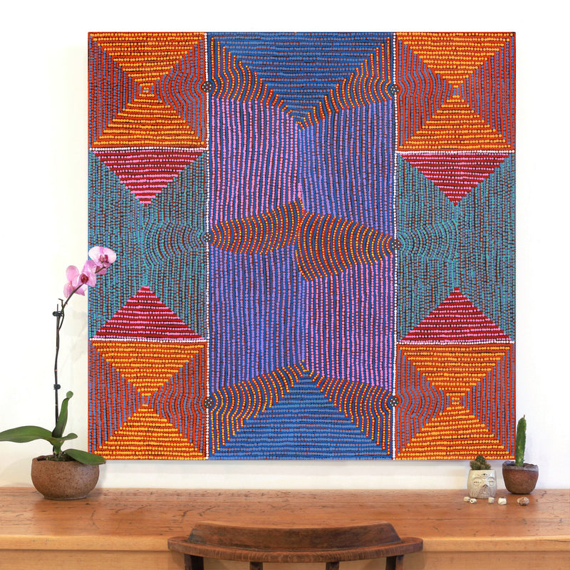 Aboriginal Artwork by Gloria Napangardi Gill, Lukarrara Jukurrpa, 107x107cm