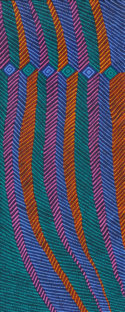Aboriginal Artwork by Gloria Napangardi Gill, Lukarrara Jukurrpa, 152x61cm
