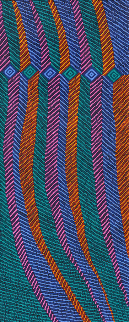 Aboriginal Artwork by Gloria Napangardi Gill, Lukarrara Jukurrpa, 152x61cm