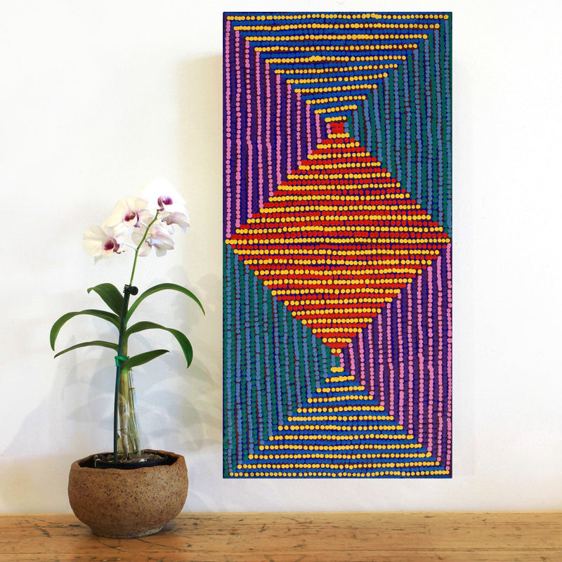 Aboriginal Artwork by Gloria Napangardi Gill, Lukarrara Jukurrpa, 61x30cm