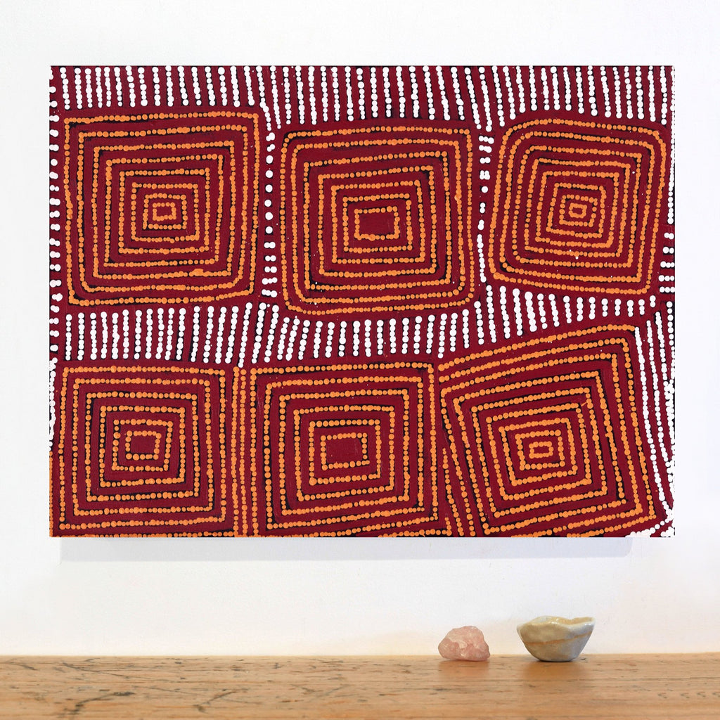 Aboriginal Artwork by Gloria Napangardi Gill, Lukarrara Jukurrpa, 61x46cm - ART ARK®