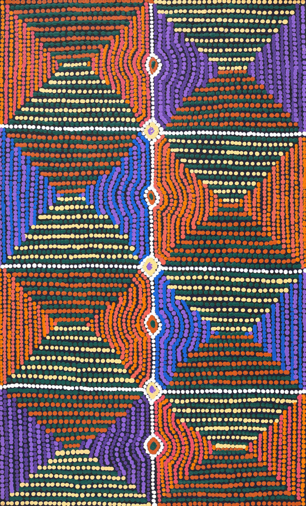 Aboriginal Art by Gloria Napangardi Gill, Lukarrara Jukurrpa, 76x46cm - ART ARK®
