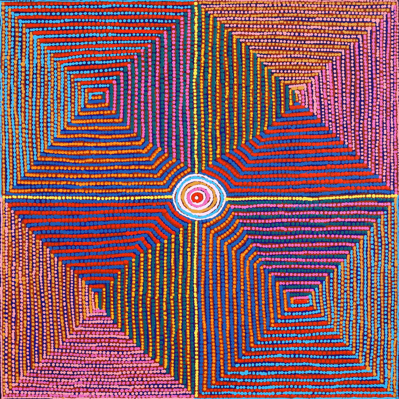 Aboriginal Artwork by Gloria Napangardi Gill, Lukarrara Jukurrpa, 76x76cm