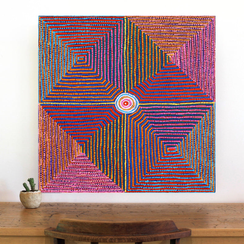 Aboriginal Artwork by Gloria Napangardi Gill, Lukarrara Jukurrpa, 76x76cm