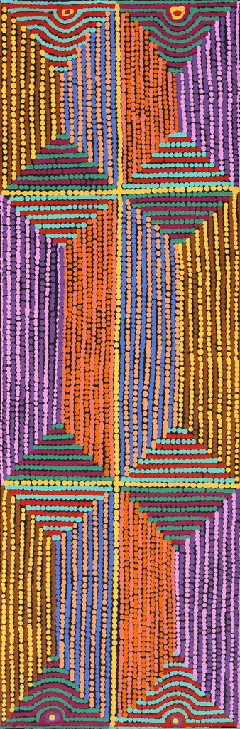 Aboriginal Artwork by Gloria Napangardi Gill, Lukarrara Jukurrpa, 91x30cm
