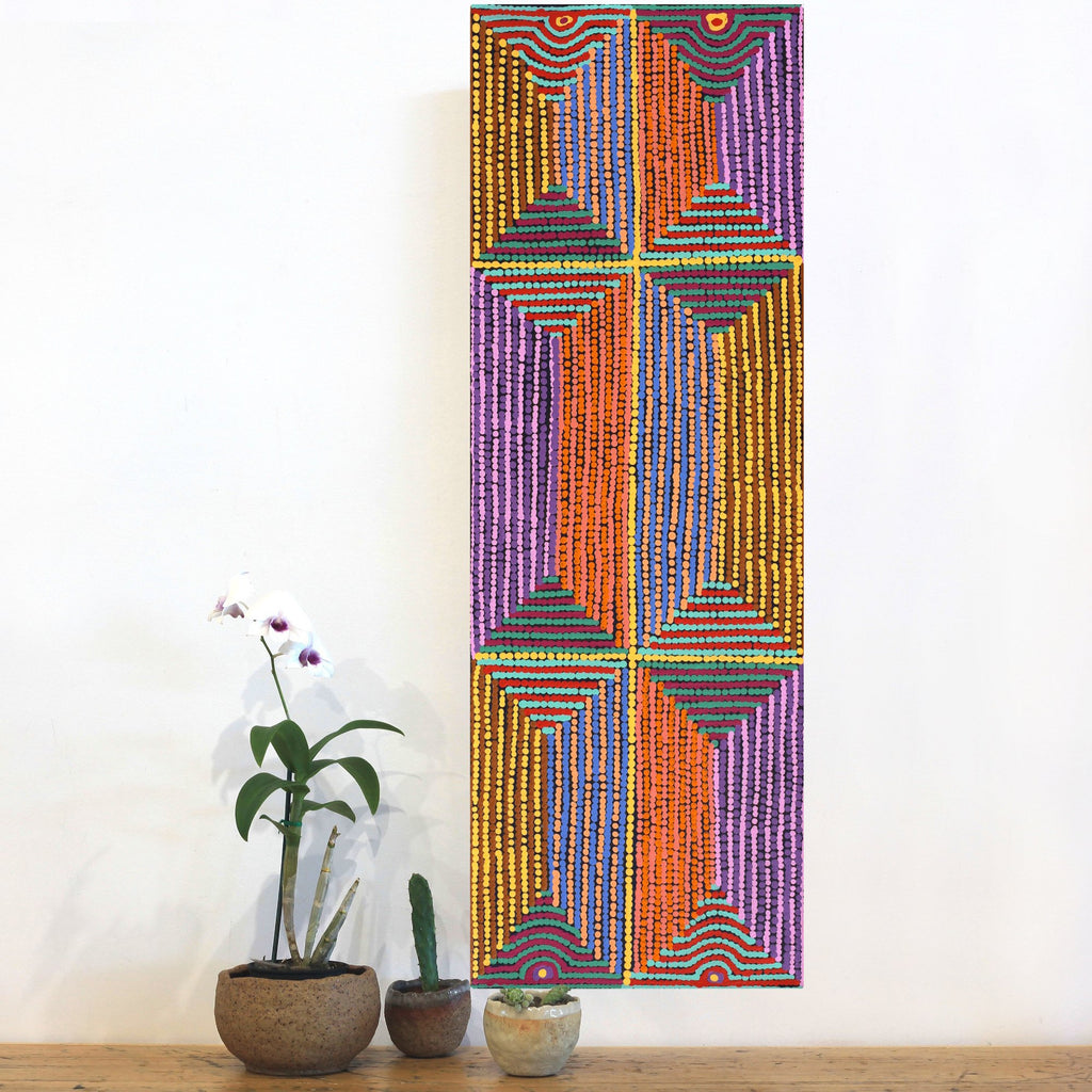 Aboriginal Artwork by Gloria Napangardi Gill, Lukarrara Jukurrpa, 91x30cm - ART ARK®