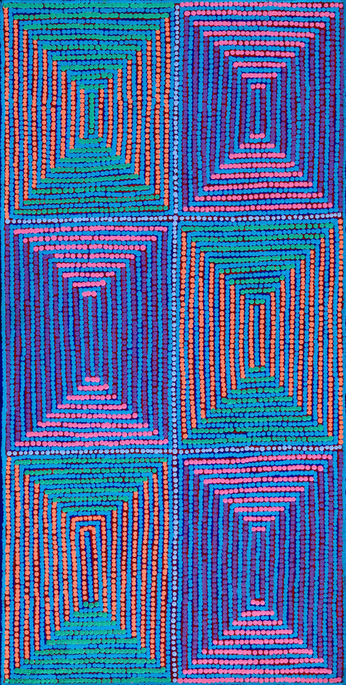 Aboriginal Artwork by Gloria Napangardi Gill, Lukarrara Jukurrpa, 91x46cm