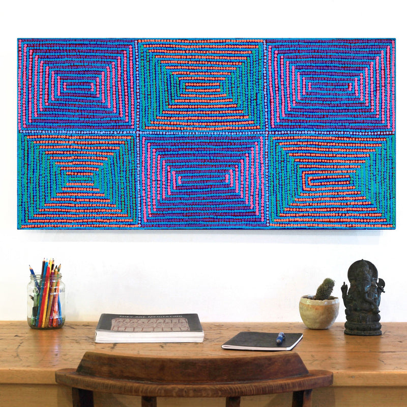 Aboriginal Artwork by Gloria Napangardi Gill, Lukarrara Jukurrpa, 91x46cm