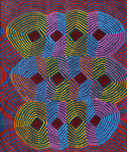 Aboriginal Art by Gloria Napangardi Gill, Lukarrara Jukurrpa, 91x76cm - ART ARK®