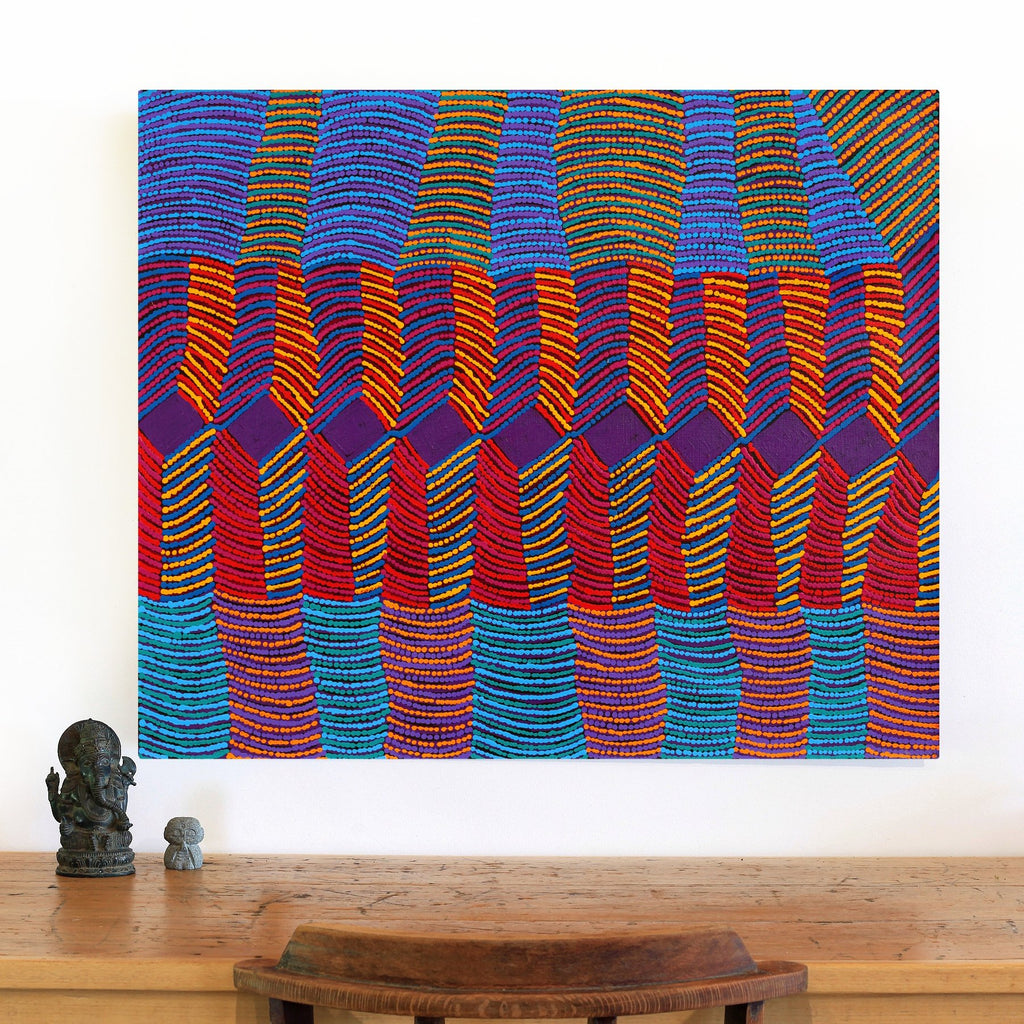 Aboriginal Artwork by Gloria Napangardi Gill, Lukarrara Jukurrpa, 91x76cm - ART ARK®