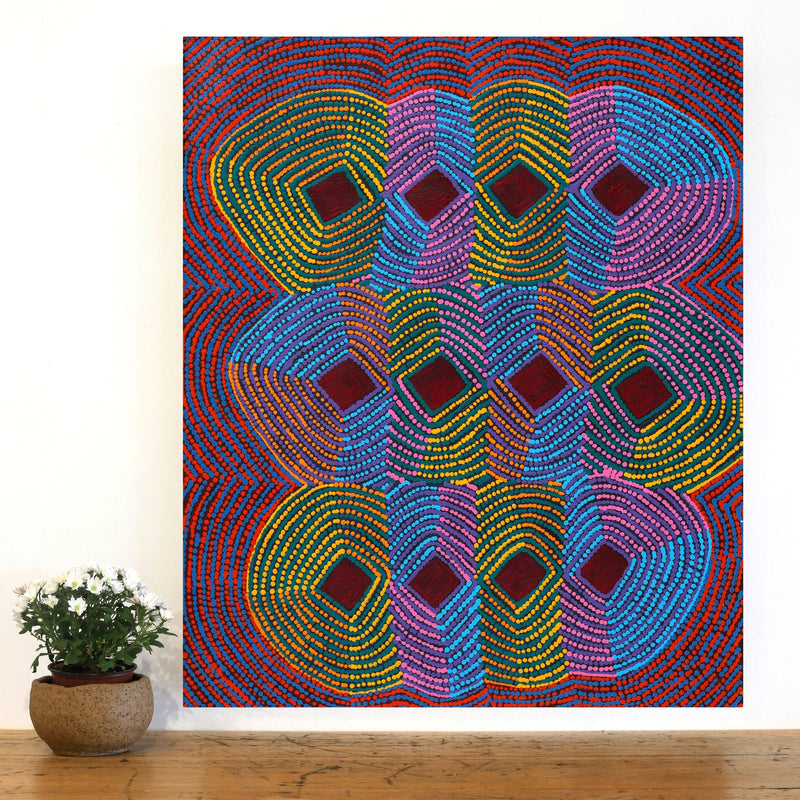 Aboriginal Artwork by Gloria Napangardi Gill, Lukarrara Jukurrpa, 91x76cm