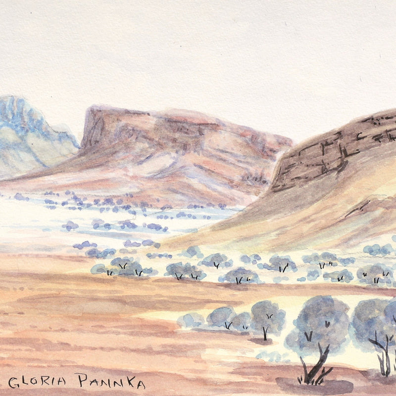 Aboriginal Artwork by Gloria Pannka, West MacDonnell Ranges, 17x49cm