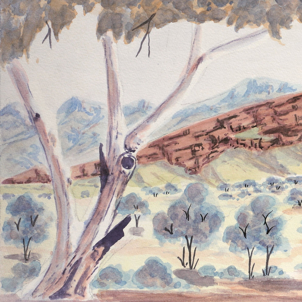 Aboriginal Artwork by Gloria Pannka, West MacDonnell Ranges, 17x49cm