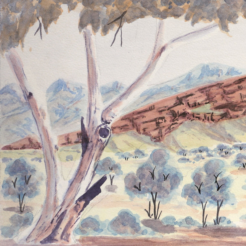 Aboriginal Art by Gloria Pannka, West MacDonnell Ranges, 17x49cm - ART ARK®