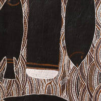 Aboriginal Artwork by Golwirr Marika, Rulyapa, 80x32cm Bark