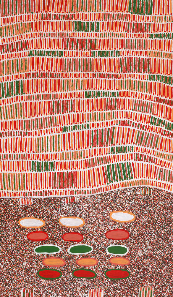 Aboriginal Artwork by Helen Nungarrayi Reed, Lupul Jukurrpa, 183x107cm