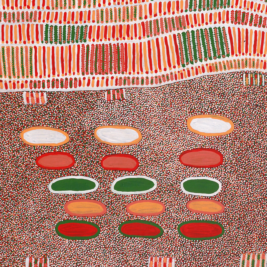 Aboriginal Artwork by Helen Nungarrayi Reed, Lupul Jukurrpa, 183x107cm