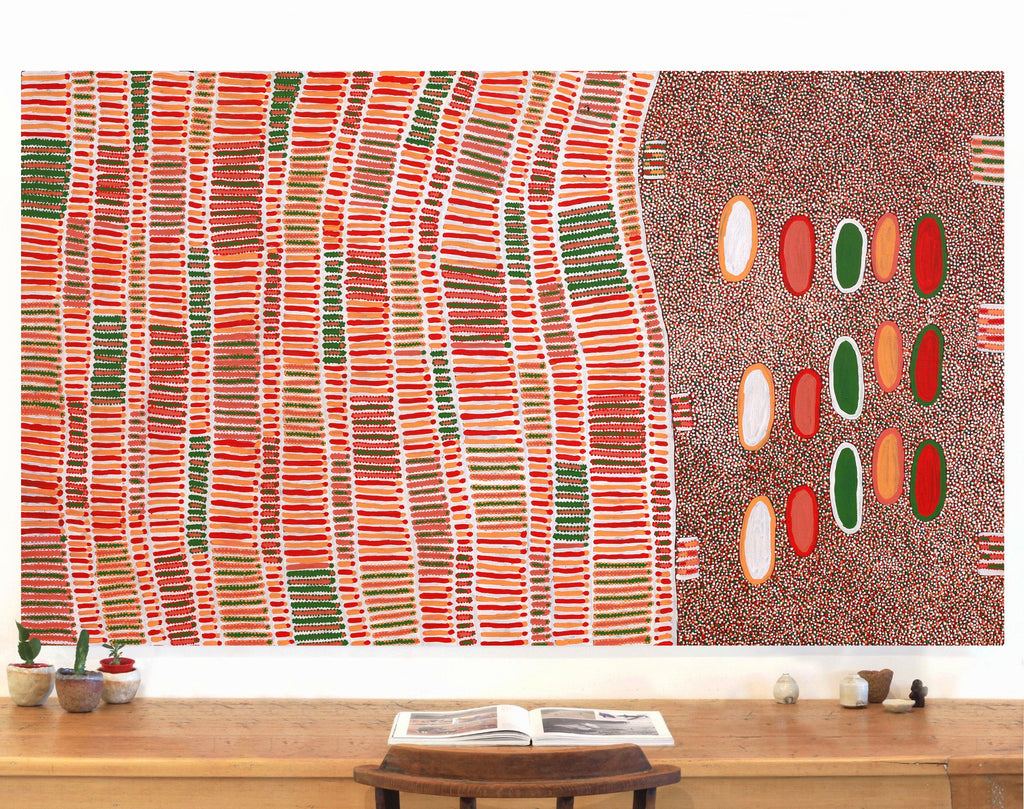 Aboriginal Art by Helen Nungarrayi Reed, Lupul Jukurrpa, 183x107cm - ART ARK®