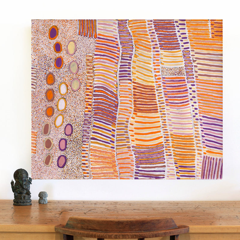 Aboriginal Artwork by Helen Nungarrayi Reed, Lupul Jukurrpa, 91x76cm