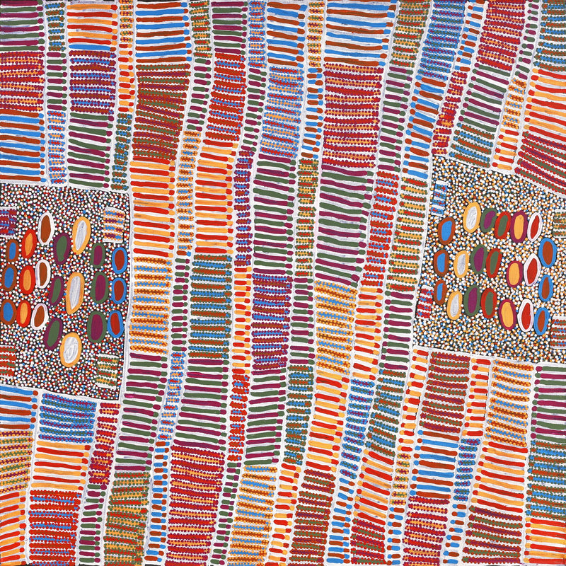 Aboriginal Artwork by Helen Nungarrayi Reed, Lupul Jukurrpa, 91x91cm