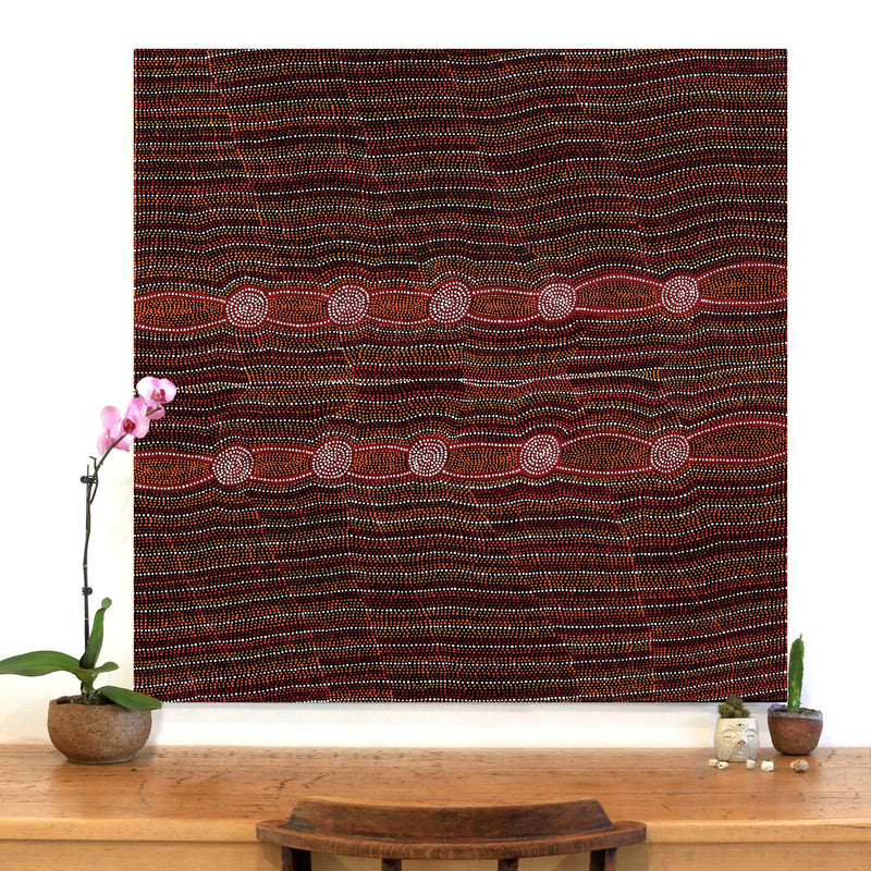 Aboriginal Artwork by Helen Nungarrayi Reed, Mina Mina Dreaming, 107x107cm