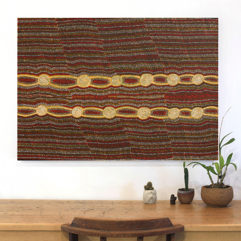 Aboriginal Artwork by Helen Nungarrayi Reed, Mina Mina Dreaming, 107x76cm