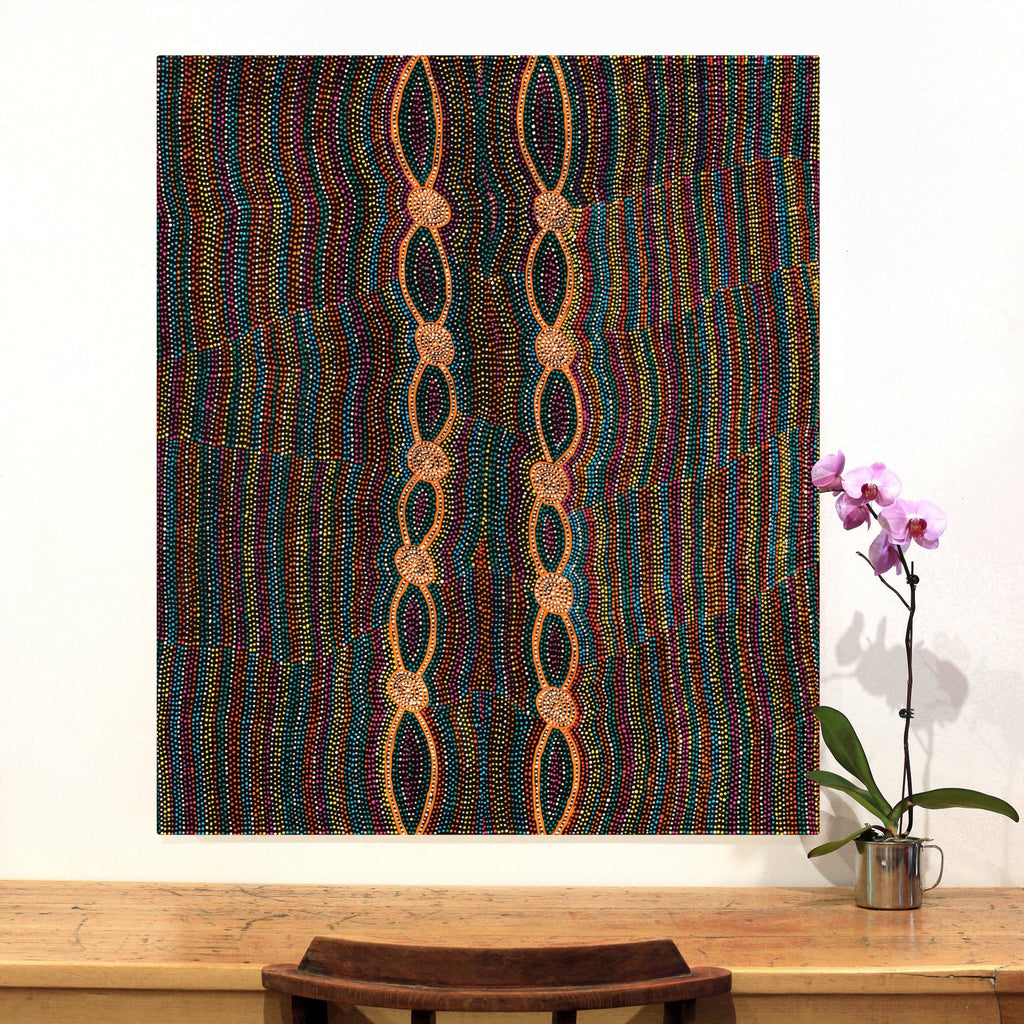 Aboriginal Artwork by Helen Nungarrayi Reed, Mina Mina Dreaming - Ngalyipi, 107x91cm