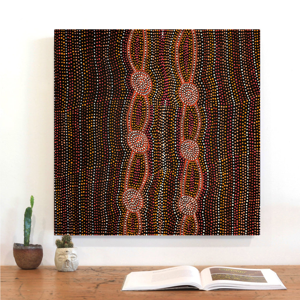 Aboriginal Art by Helen Nungarrayi Reed, Mina Mina Dreaming - Ngalyipi, 61x61cm - ART ARK®