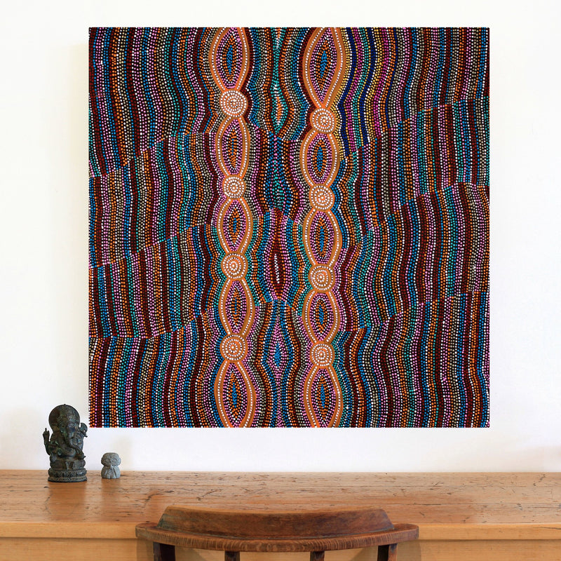Aboriginal Artwork by Helen Nungarrayi Reed, Mina Mina Dreaming - Ngalyipi, 91x91cm