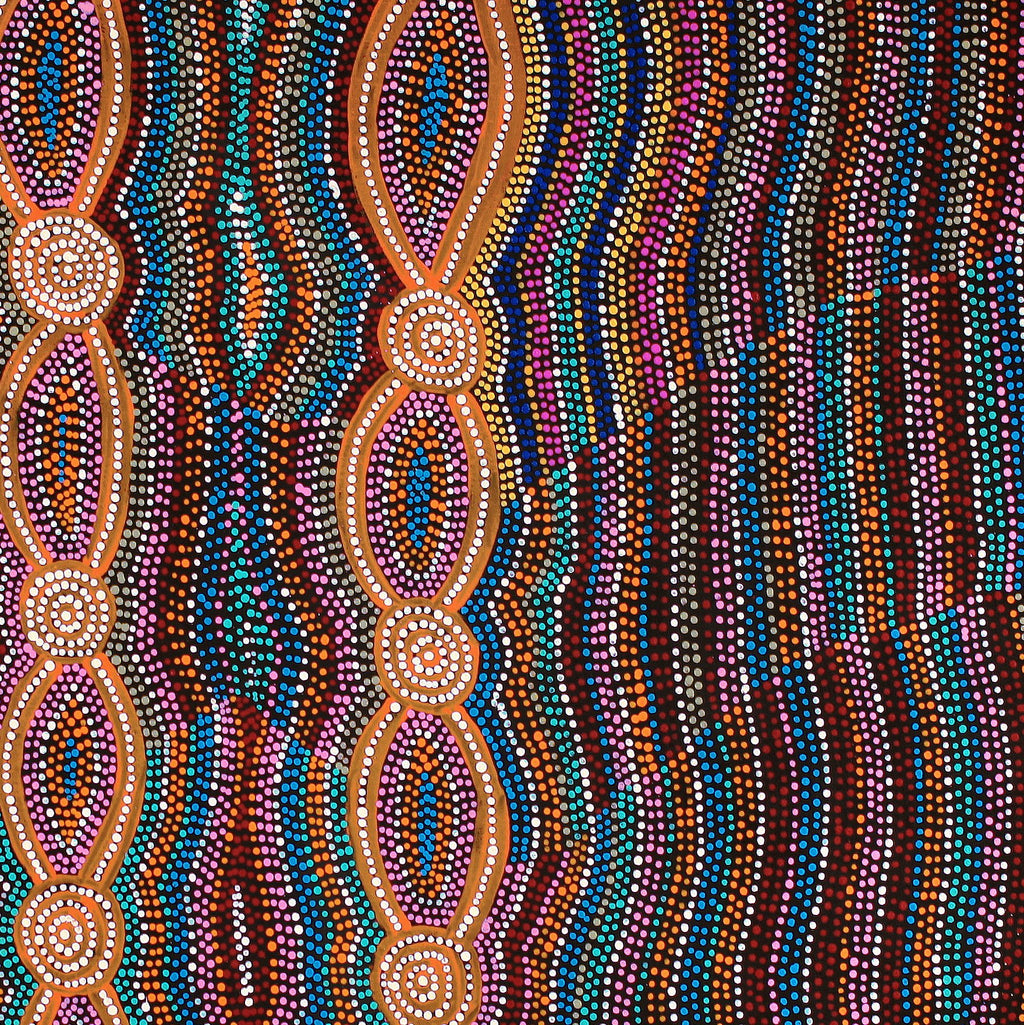 Aboriginal Artwork by Helen Nungarrayi Reed, Mina Mina Dreaming - Ngalyipi, 91x91cm