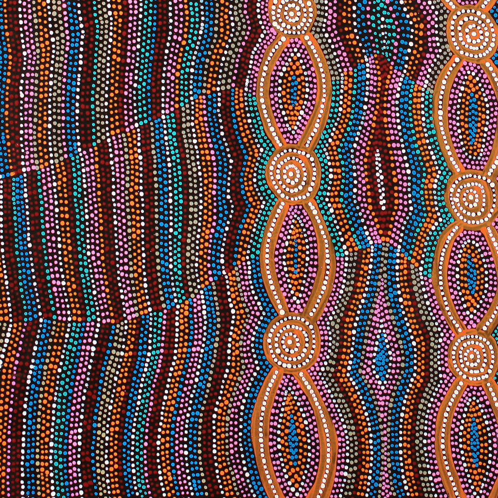 Aboriginal Artwork by Helen Nungarrayi Reed, Mina Mina Dreaming - Ngalyipi, 91x91cm