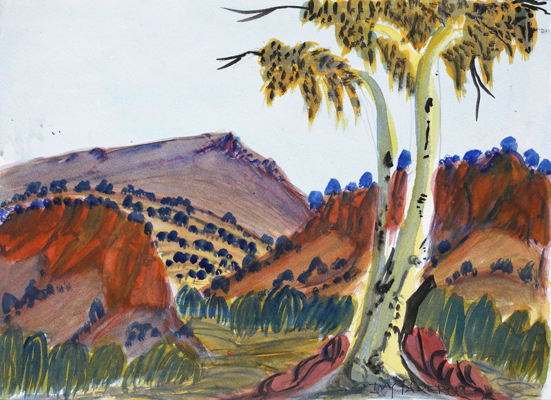 Aboriginal Artwork by Ivy Pareroultja, West Macdonnell Ranges, 36.5x26.5cm