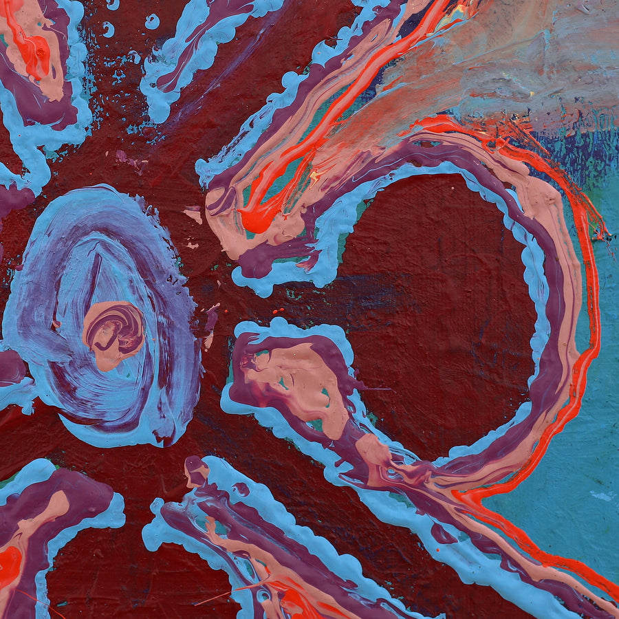 Aboriginal Artwork by Jakob Jungarrayi Spencer, Warlukurlangu Jukurrpa (Fire country Dreaming), 30x30cm