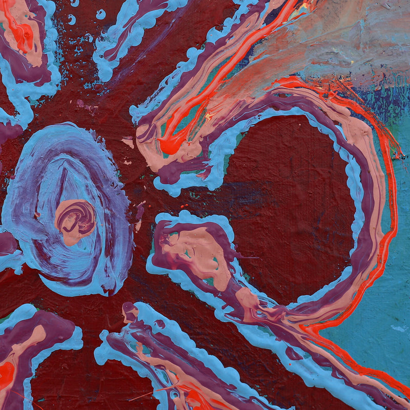 Aboriginal Artwork by Jakob Jungarrayi Spencer, Warlukurlangu Jukurrpa (Fire country Dreaming), 30x30cm