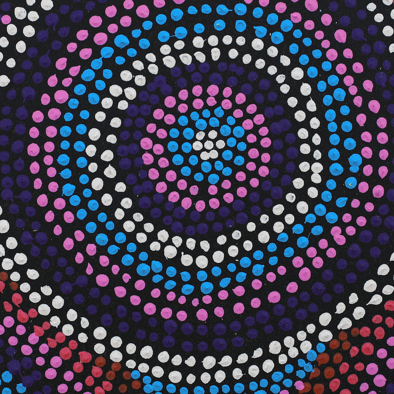 Aboriginal Artwork by Jamie Lee Nampijinpa Brown, Ngapa Jukurrpa (Water Dreaming) - Mikanji, 30x30cm